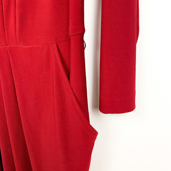 Jones New York V Neck Long Sleeve Red Formal Dress - Picture 4 of 9